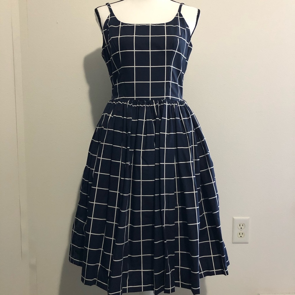 Hearts and Found Blue Grid Penelope Dress